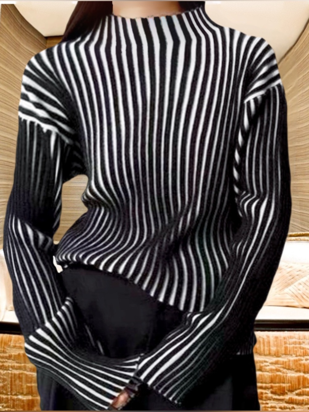 Slim Ribbed Stripe Sweater. - Picture 12 of 16
